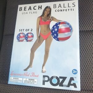 USA Flag Beach Balls Set - Red, Blue, White